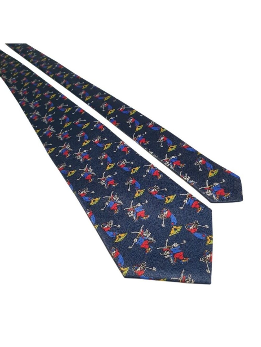Mickey Unlimited Goofy Golf Character Necktie Blue Fun Novelty Work Silk Men